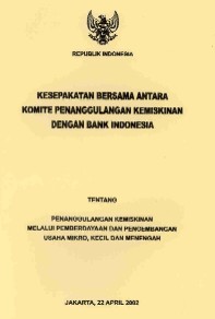 Kesepakatan bersama antara komite penanggulangan kemiskinan dengan Bank Indonesia